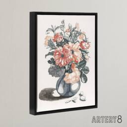 "Artery8 Still Life Pink Roses in Glass Vase Teyler Black Framed Canvas Art in White - Size: W12"" x H16""" - thumbnail 2