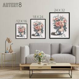 "Artery8 Still Life Pink Roses in Glass Vase Teyler Black Framed Canvas Art in White - Size: W12"" x H16""" - thumbnail 4