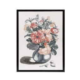 "Artery8 Still Life Pink Roses in Glass Vase Teyler Black Framed Canvas Art in White - Size: W12"" x H16""" - thumbnail 1
