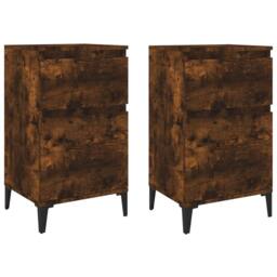 Berkfield Home Bedside Cabinets 2 pcs Smoked Oak 40x35x70 cm in Brown - Size: 40 x 35 x 70 cm - thumbnail 1