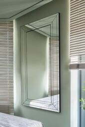 MirrorOutlet All Glass Modern Bevelled Full Length Leaner Mirror 174 x 85 CM in Silver - Size: 1 Pack
