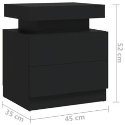 Berkfield Home Stylish Bedside Cabinet Black 45x35x52 cm Engineered Wood - Size: 45 x 35 x 52 cm - thumbnail 7
