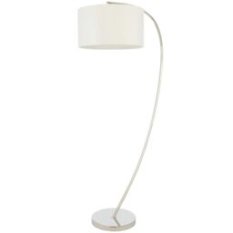 Loops 1.5m Curved Floor Lamp Nickel & White Shade Arched Standing Living Room Light in Metallics - thumbnail 1