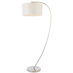 Loops 1.5m Curved Floor Lamp Nickel & White Shade Arched Standing Living Room Light in Metallics - thumbnail 3