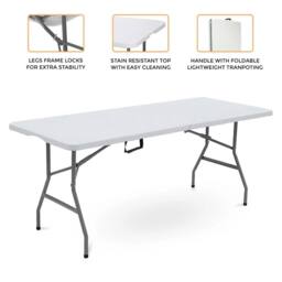 Havendro 6FT Heavy Duty Folding Table Camping Catering Picnic in White - thumbnail 3