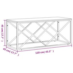 Berkfield Home Coffee Table Stainless Steel & Solid Wood Acacia in Silver - thumbnail 6