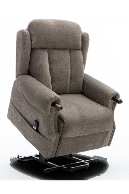 More4Homes Halton Fabric Heavy Duty Single Motor Rise Recliner Lift Mobility Chair in Brown - image 1