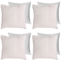 OHS 4 Pack Arches Pinsonic Filled Cushion Covers in Cream - Size: 45 cm x 45 cm