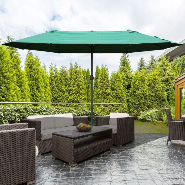 OUTSUNNY 4.6M Garden Patio Umbrella Canopy Parasol Sun Shade w/o Base in Dark Green - image 1