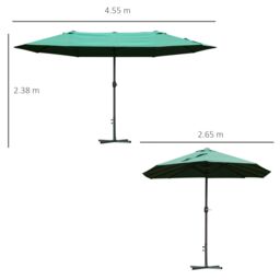 OUTSUNNY 4.6M Garden Patio Umbrella Canopy Parasol Sun Shade w/o Base in Dark Green - thumbnail 3