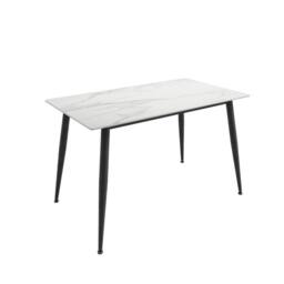 Lemon Pavilion Furniture Luna Marble Effect Dining Set - Ceramic/Metal - White Marble - thumbnail 2