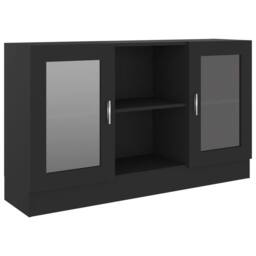 Berkfield Home Vitrine Cabinet Black 120x30.5x70 cm Engineered Wood - thumbnail 1
