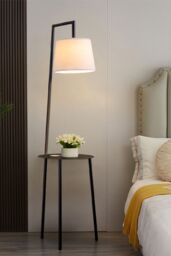 Living and Home Metal Tray Table Floor Lamp - thumbnail 2