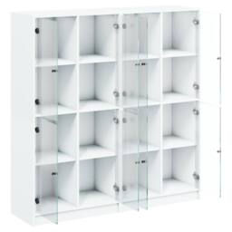 Berkfield Home Bookcase with Doors White 136x37x142 cm Engineered Wood - Size: 136 x 37 x 142 cm - thumbnail 6
