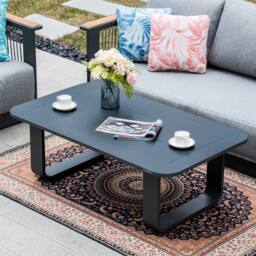 MIMO Garden Aluminum Coffee Table, Knockdown Design, Weather Resistant in Grey - Size: 1 Pack - thumbnail 6