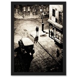 Artery8 Illustration Relics Speakeasy Corner Lewis Martin Greenwich Village New York City Dark Light Noir Artwork Framed Wall Art Print A4 in Black - thumbnail 1