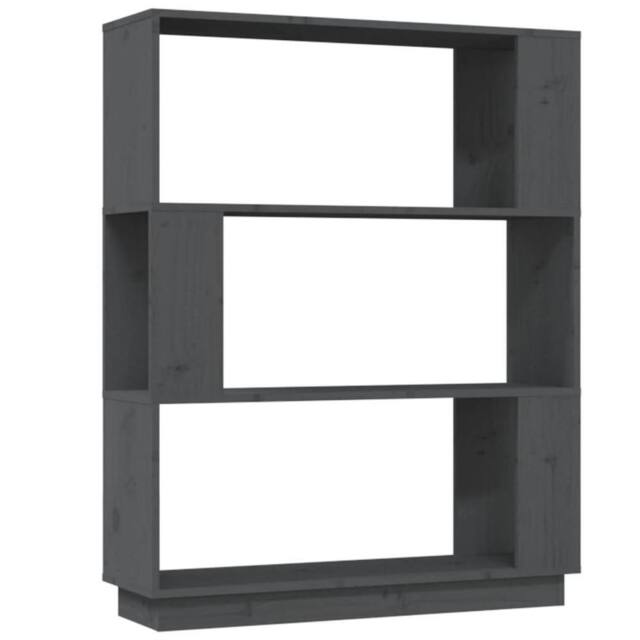 Berkfield Home Book Cabinet/Room Divider Grey 80x25x101 cm Solid Wood Pine - Size: 80 x 25 x 101 cm - image 1