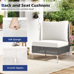 Gymax 3 Pieces Patio Bistro Set PE Rattan Furniture Set With Coffee Table in White - thumbnail 3