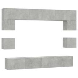 Berkfield Home Classic 8 Piece TV Cabinet Set Concrete Grey Engineered Wood - thumbnail 3