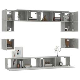 Berkfield Home Classic 8 Piece TV Cabinet Set Concrete Grey Engineered Wood - thumbnail 4