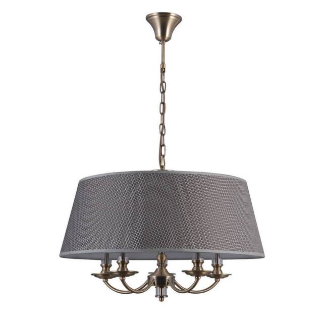 Netlighting Classic Hanging Pendant Antique Bronze 5 Light with Grey Shade E14 in Brown - image 1