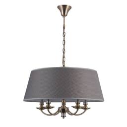 Netlighting Classic Hanging Pendant Antique Bronze 5 Light with Grey Shade E14 in Brown - thumbnail 1