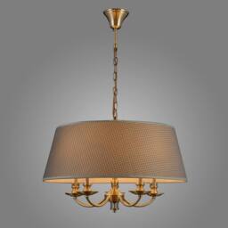 Netlighting Classic Hanging Pendant Antique Bronze 5 Light with Grey Shade E14 in Brown - thumbnail 2