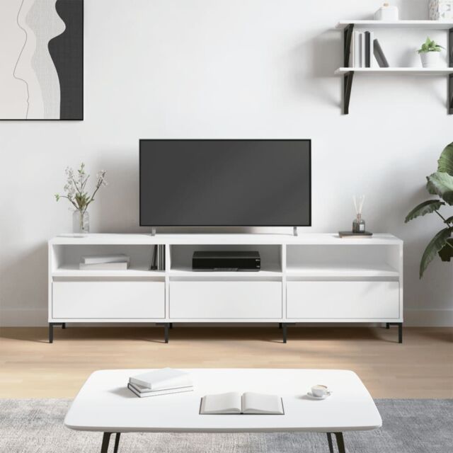 Berkfield Home TV Cabinet White 150x30x44.5 cm Engineered Wood - image 1