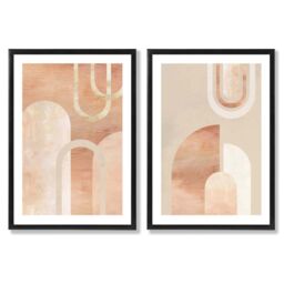 ARTZE Mid Century Arches in Terracotta Set of 2 Art Prints in Black Frames - Size: A4 - thumbnail 2