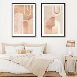 ARTZE Mid Century Arches in Terracotta Set of 2 Art Prints in Black Frames - Size: A4 - thumbnail 1