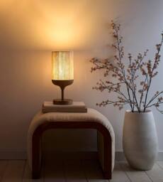 K LIVING Carrick Wood Printed Metal Table Lamp in Natural - thumbnail 2