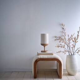 K LIVING Carrick Wood Printed Metal Table Lamp in Natural