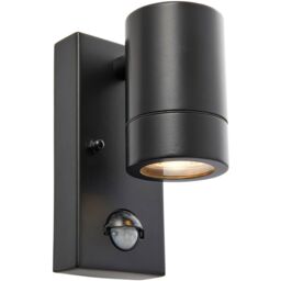 Loops Outdoor IP44 Wall Downlight with PIR Sensor - 7W GU10 LED - Matt Black