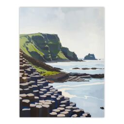 "Artery8 Giants Causeway Seaside Columns Coastal Ireland Wall Art Print in Blue - Size: W24"" x H32""" - thumbnail 1