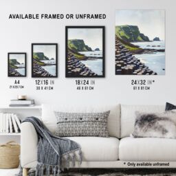 "Artery8 Giants Causeway Seaside Columns Coastal Ireland Wall Art Print in Blue - Size: W24"" x H32""" - thumbnail 3