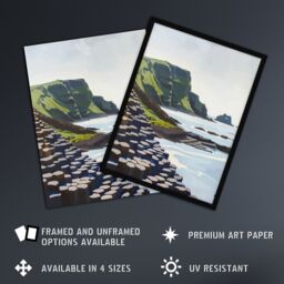 "Artery8 Giants Causeway Seaside Columns Coastal Ireland Wall Art Print in Blue - Size: W24"" x H32""" - thumbnail 2