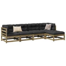 Berkfield Home Beautiful 5 Piece Garden Sofa Set Impregnated Wood Pine in Brown - thumbnail 2