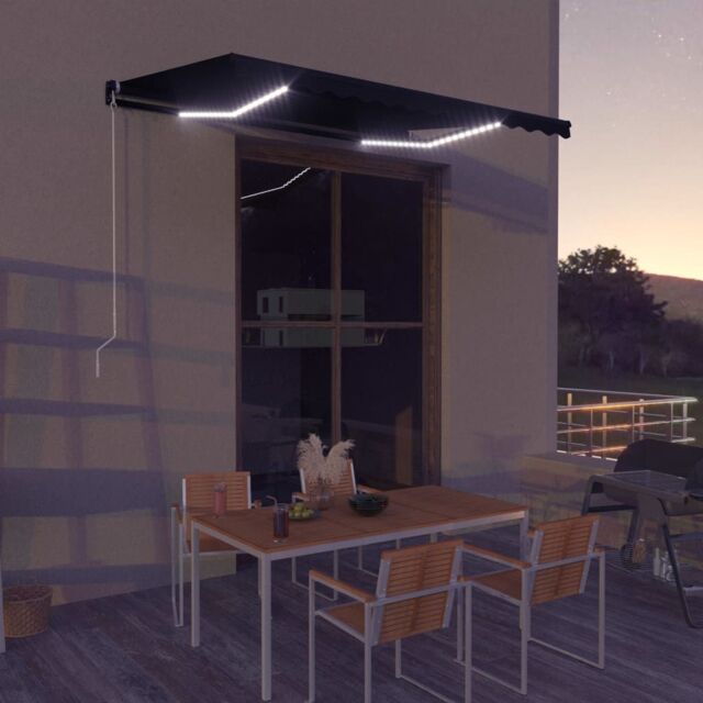 Berkfield Home Manual Retractable Awning with LED 350x250 cm Anthracite in Black - image 1