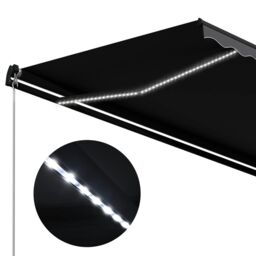 Berkfield Home Manual Retractable Awning with LED 350x250 cm Anthracite in Black - thumbnail 6