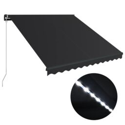 Berkfield Home Manual Retractable Awning with LED 350x250 cm Anthracite in Black - thumbnail 2