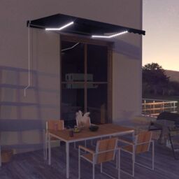Berkfield Home Manual Retractable Awning with LED 350x250 cm Anthracite in Black