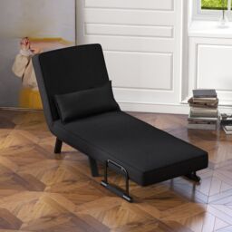 Costway Convertible Single Folding Sofa Bed Sleep Chair with 6 Positions Adjustable Backrest in Dark Grey - thumbnail 5