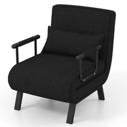 Costway Convertible Single Folding Sofa Bed Sleep Chair with 6 Positions Adjustable Backrest in Dark Grey - thumbnail 1