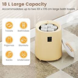 Costway Towel Warmer for Bathroom 18 L Large Blanket Warmer w/LED Display in Yellow - thumbnail 9