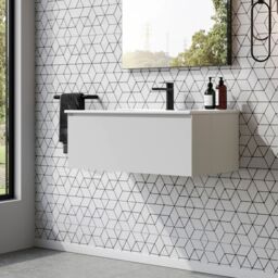 Banyetti Kameo 800mm WallHung 1 Drawer Vanity Unit with Athena Basin-Matt White - thumbnail 3