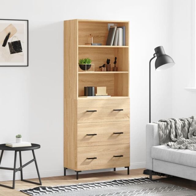 Berkfield Home Highboard Sonoma Oak 69.5x34x180 cm Engineered Wood in Brown - image 1