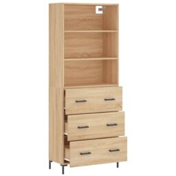 Berkfield Home Highboard Sonoma Oak 69.5x34x180 cm Engineered Wood in Brown - thumbnail 4