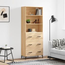 Berkfield Home Highboard Sonoma Oak 69.5x34x180 cm Engineered Wood in Brown - thumbnail 1