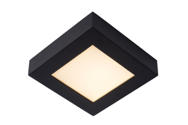 Lucide 'BRICE' Dimmable Stylish Square Bathroom LED Flush Ceiling Light in Black - image 1