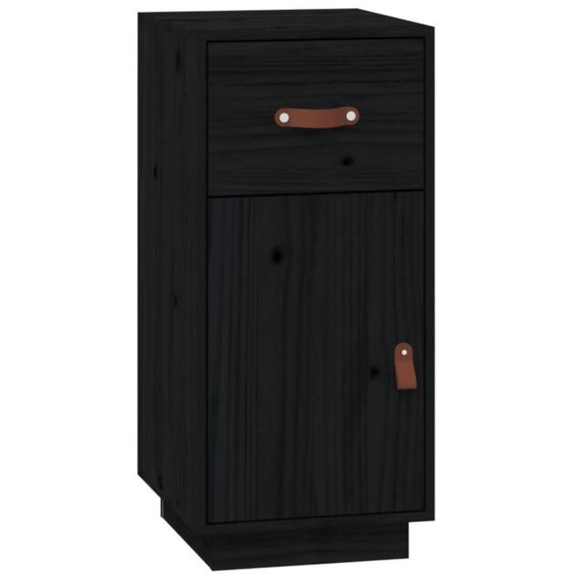 Berkfield Home Sideboard Black 34x40x75 cm Solid Wood Pine - Size: 34 x 40 x 75 cm - image 1